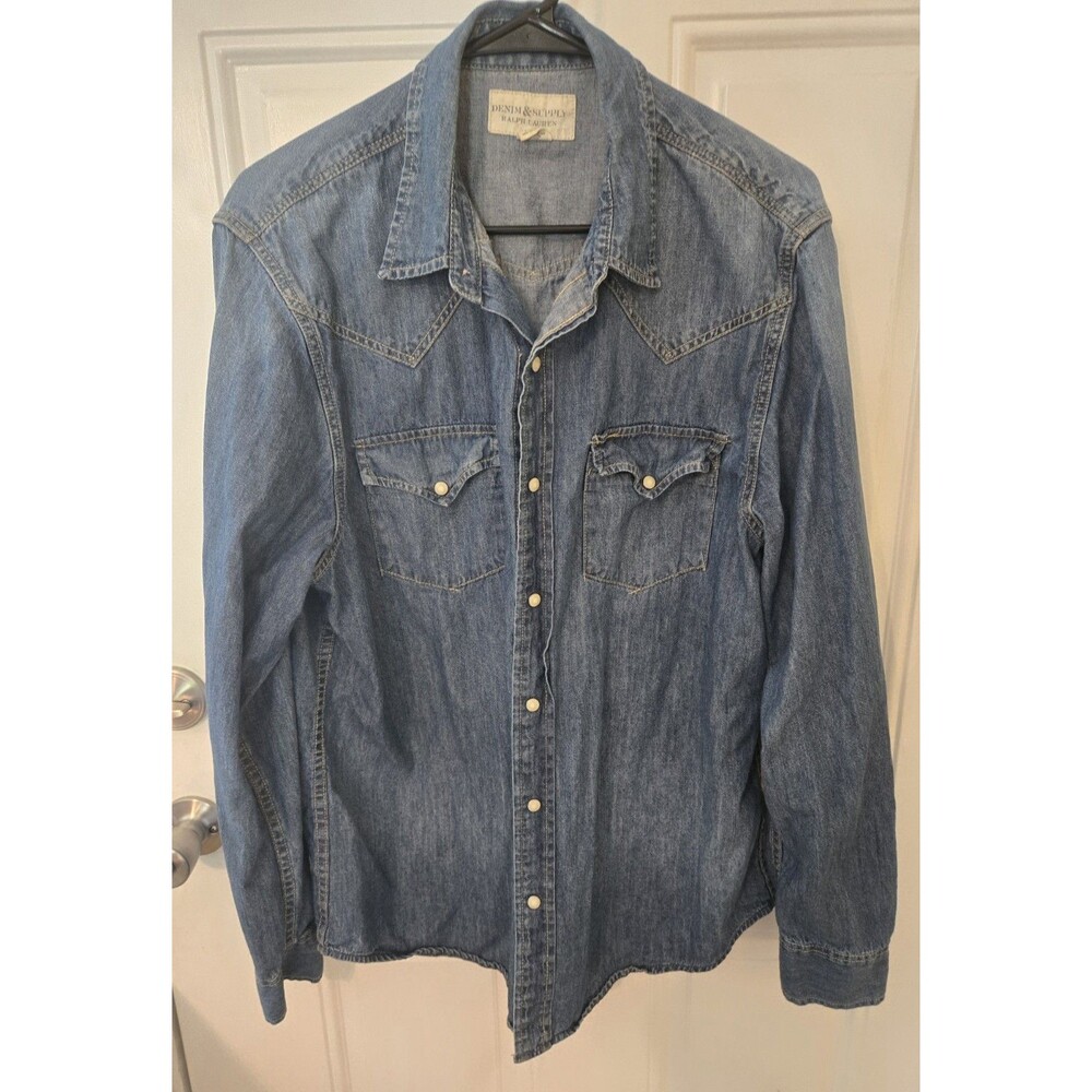Ralph Lauren Modern Vintage Denim Long Sleeve Shirt Blue XL